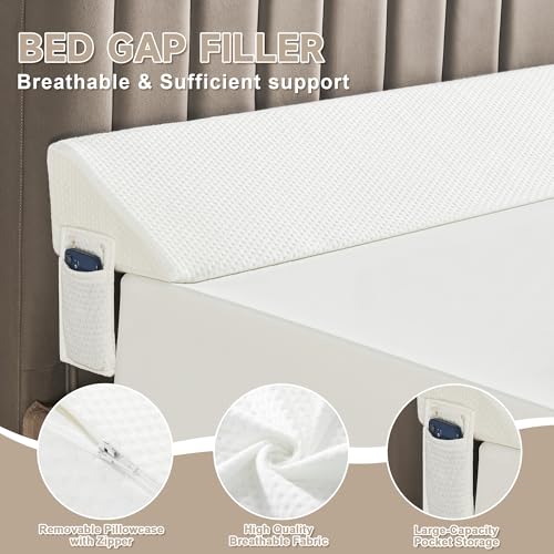 Image of IFNOW Full Size(54 inchx7.5 inchx10 inch) Bed Wedge Pillow for Headboard, Mattress Gap Filler(0-8 inch), Bed Wedge for Gap Between Your Headboard and Mattress White
