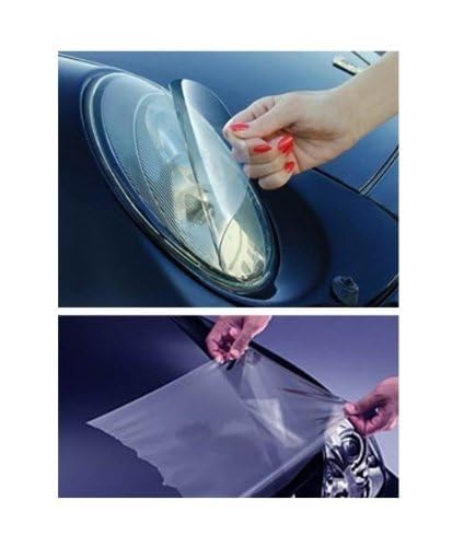 Image of KOMAS 12 inch X 48 inch Tint Vinyl Film Sticker Sheet Roll for Car Headlight, Tail Lights, Fog Lights with Squeegee + Cutter (Glossy Clear)