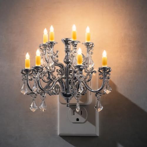 Image of L LOHAS LED Night Lights Plug into Wall,Crystal Chandelier Candle,Vintage