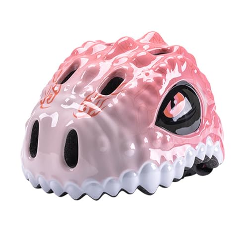 調節可能な子供恐竜ヘルメット通気性スケートヘルメット男の子女の子クール 3D デザイン (ピンク)