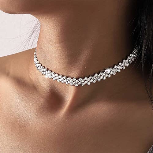 Jonky Rhinestone Chokers Silver Choker Necklacecrystal Necklaces Sparkly Neck Jewelry Prom Accessories For Women And Girls #TOP11
