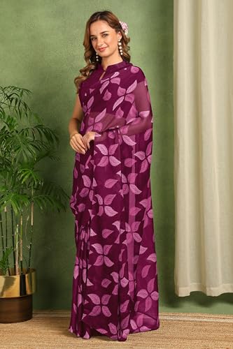 Image of MIRCHI FASHION Saree for Woman Chiffon Floral Printed | Lightweight Comfortable Daily Wear Women's Sari with Unstitched Blouse Piece (Available in 15 Colors)
