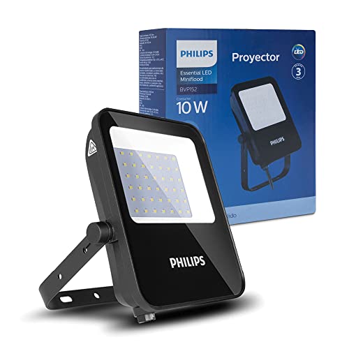 PHILIPS Refletor de Led 10W IP65 950 lúmens luz amarela 3000K bivolt, Preto