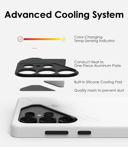 Image of Aulumu S25 Ultra Galaxy Vegan Leather Case Magnetic Case | Compatible With Magsafe | Passive Cooling Samsung Galaxy S25 Ultra Case - White