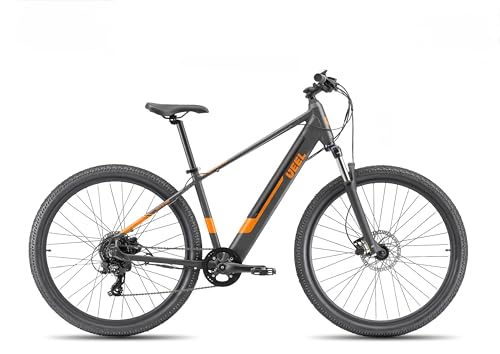 Rockblazer 25 BlackOrange E-Bike, Bicicleta eléctrica, Motor de 250W, Hasta 25 km/h, Batería extraíble 36V 10,4Ah, Autonomía hasta 90 km, Cambio de 8 velocidades, Ruedas de 29'' con frenos de disco
