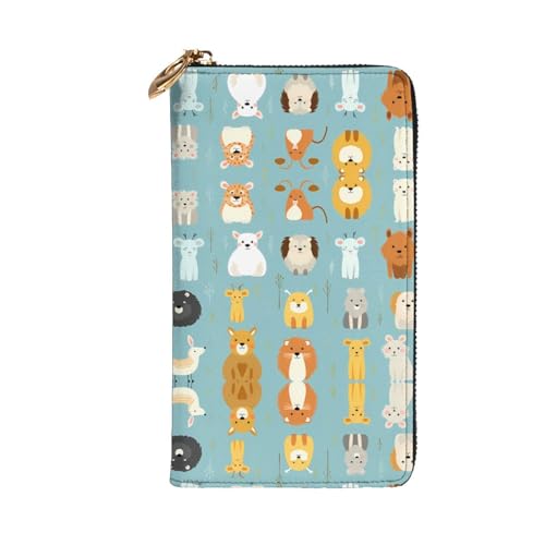 Various cartoon animals printing Women's leather long handheld wallet large capacity credit card zipper bag2