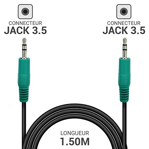 Cable auxiliar Jack 3.5mm macho a macho 1.5m miniatura 2
