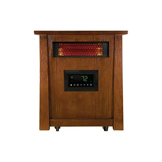 Warm-Living 1,500-Watt 8 Element Infrared Heater with Wood Cabinet and Remote for Large Room