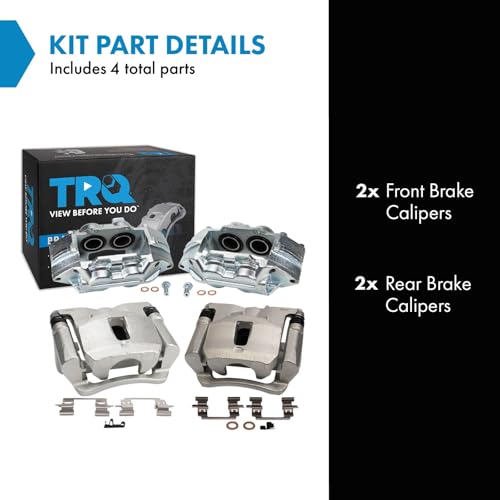 Image of TRQ Front and Rear Brake Caliper Set Zinc Coated Brackets Compatible with 2015-2019 Chevrolet Colorado 2015-2019 GMC Canyon
