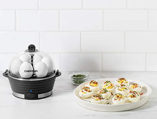 Chefman FBA_RJ24-V2-BLACK Egg-Maker Rapid Poacher, Food & Vegetable Steamer, Quickly Makes Up To 6, Hard, Medium Or Soft Boiled thumb #7