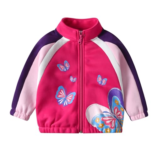 VIKITA Girls Fleece Jacket Coat Long Sleeves Full Zip Casual Outerwear for Toddlers Kids 3-12 Years