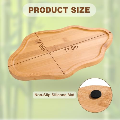 BIEOFFEI Wood Decorative Serving Tray for Candles Perfume, Cloud Jewelry Tray Trinket Dish, Wooden Trays for Coffee Table Home Decor - Image 3
