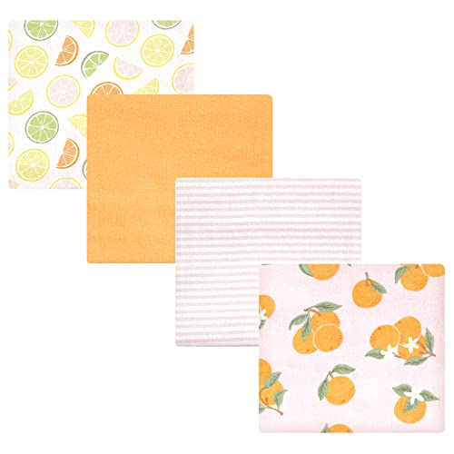 Image of Hudson Baby Unisex Baby Cotton Flannel Receiving Blankets, Citrus Orange, One Size
