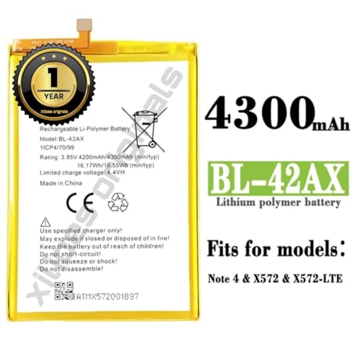 Image of BL-42AX Battery for Infinix Note 4 / X572 / 42AX -(4300 mAh) Battery with 6 Month Warranty** (V255)