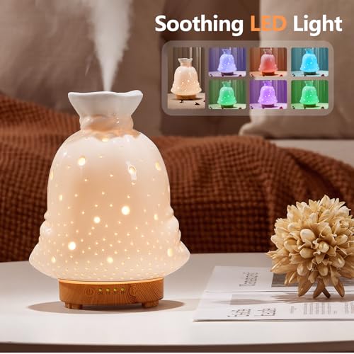 Image of 160ML Ceramic Diffuser for Essential Oils Lucky Bag Aromatherapy Diffuser Ultrasonic Cool Mist Humidifier with Intermittent Mist Modes Waterless Auto Off for Room Office