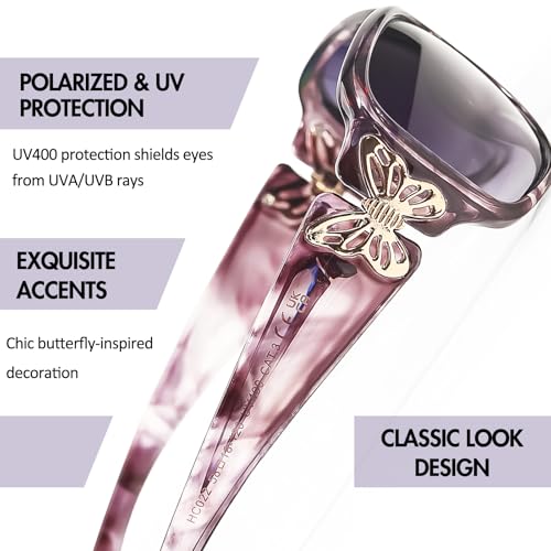 SIPHEW Women's Polarized Sunglasses - Wrap Around Stylish Rectangular Frame w UV Protection Sun Glasses for Women3