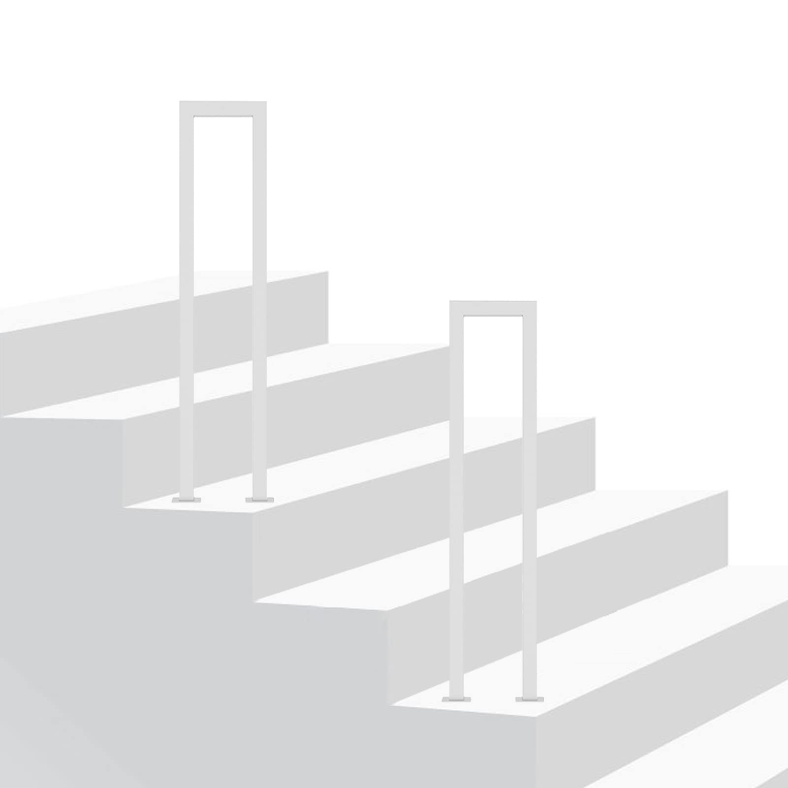 Meiiron White Stair Handrail For Outdoor Steps Fit 1 Steps Transitional Handrail With Installation Kit Handrail For Stairs Outdoor Metal Iron Stair Railing Sturdy Metal Barckets (Color : Size : 85Cm(33.4")