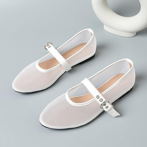 Mesh Ballet Flats Fishnet Ballerina Buckle Strap Shoes3