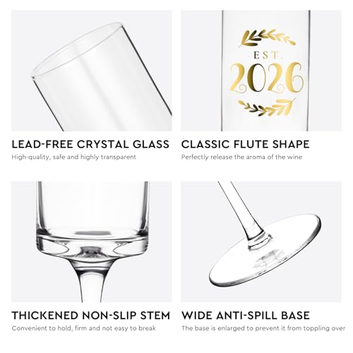 Image of AW BRIDAL Engagement Champagne Flutes Set of 2 with Wooden Keepsake Box | Wedding Gifts for Couples 2026, Newly Engaged Gift, Toasting Glasses for Bride and Groom, Bridal Shower Gifts for Bride