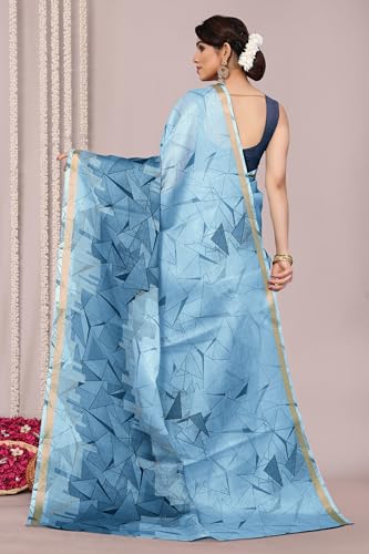 Image of MIRCHI FASHION Saree for Woman Cotton Blend Geometric Printed | Polished Professional Office Wear and Regular Daily Sari with Blouse Piece