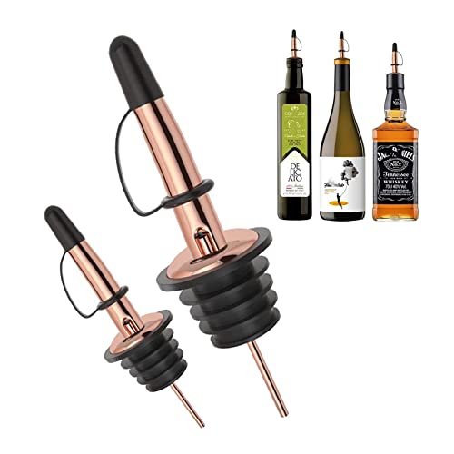 Image of Pafusen 24 Pack Liquor Bottle Pourers, Liquor Pour Spout for Liquor Bottles, Stainless Steel Olive oil Dispenser Spout, Alcohol Pourer Dust Caps Covers Fixed, Rose Gold