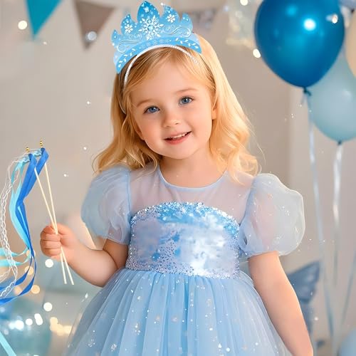 Shamoparty Lot de 8 bandeaux à cheveux flocons de neige, thème de fête d'hiver, serre-tête flocon de neige, étiquette photo, article de décoration de fête d'anniversaire pour enfants, article – vue 5