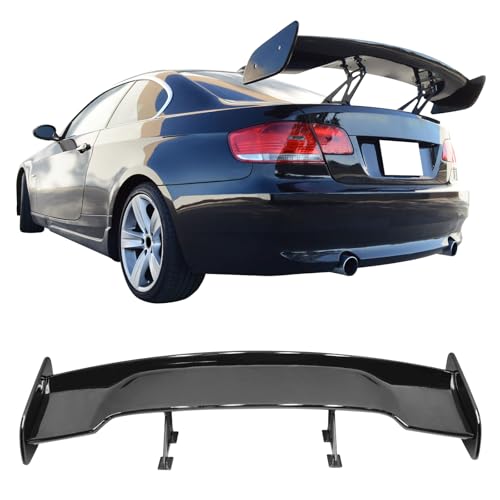 IKON MOTORSPORTS, Universal 57 Inch GT Trunk Wing Spoiler, Adjustable ABS Glossy Black Rear Trunk Spoiler Wing, for Most Honda Toyota Nissan Ford Dodge Coupe Sedan Hatchback Wagon