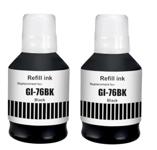 Image of CANOFF GI-76 Ink Bottle Water Based Refill Ink Suitable for Canon MAXIFY GX5070,GX6070,GX7070 Printer (Black Pack of 2, 170ml)