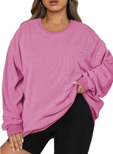 Image of Eytino Women Plus Size Sweatshirt Oversized Crew Neck Long Sleeve Tops | Fall Fashion Clothes 2026, Oversized Sweat Shirt, Soft Comfy Pullover, Travel Casual Work Lounge Daily Outfit