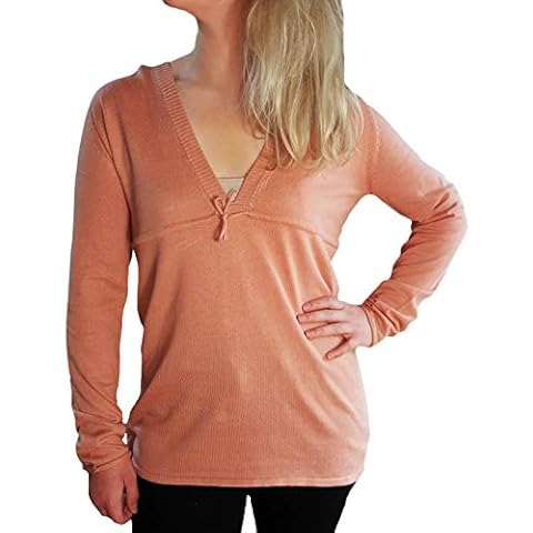TopsandDresses Ladies Apricot 100% Cotton Long Sleeve V Neck Jumper with Hood. UK Sizes 20 EU 48 Cover