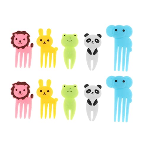 Image of Street27 10Pcs Food Fruit Fork Picks for Kids Cute Animals Bento Box Decor Forks Cake Little Forks Dessert Forks Cartoon Toothpick for Kids Cake Dessert Kids Cocktail Sticks (10pcs Cute Animals - A)