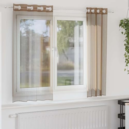Voilages haut de gamme en polyester marron clair à œillets 140cm - 2