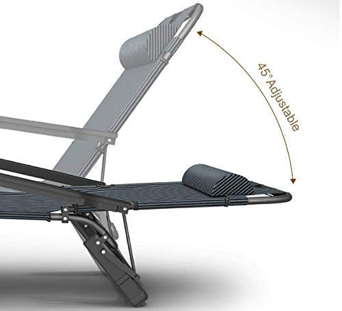 Sillas para exteriores y sillón reclinable plegable azul con cojín de algodón perlado grueso 5