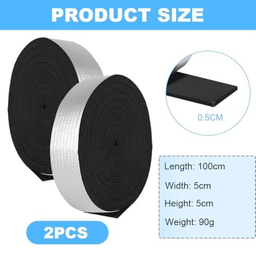 Rohrisolierung Schaumstoff 2 Zoll (5 cm) x 10 m | Isolierband zum Wickeln für Heizungsrohre & Lüftungskanäle | Wärmedämmung, Frostschutz | Einfach zuschneidbar (2 Rollen)