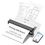 JADENS Portable Thermal Printer A4, Inkless Bluetooth Mobile Printer for Travel & Home Office, 203DPI Wireless Compact Printer, Works with Folded Thermal Paper Only, iOS Android Laptop