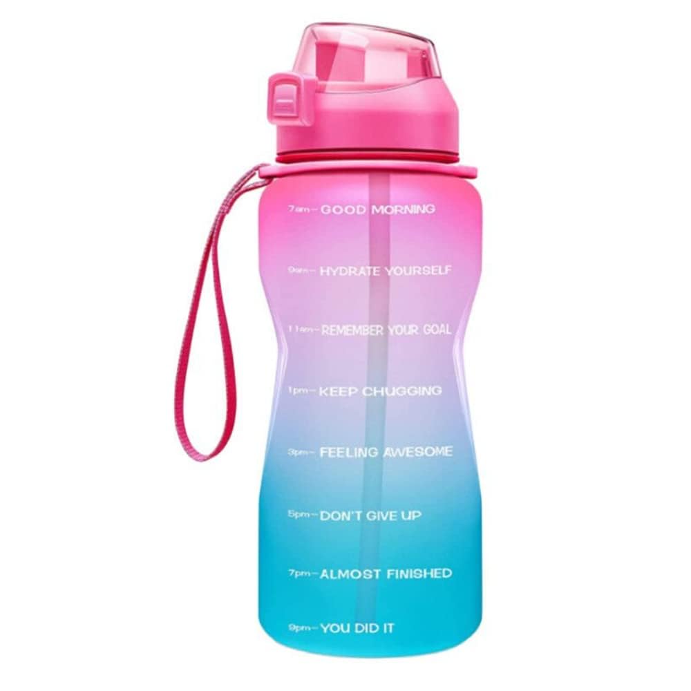 Motivational Timer Bottle 2L - Inspirational Hydration Tracker with Time Markers for Fitness Enthusiasts, Office Workers, and Goal-Setters - Large Capacity Drink Bottle with Reminders