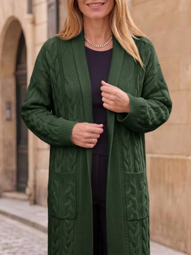 Image of Womens Long Sleeve Cardigan Sweaters Oversized Open Front Maxi Coat | Trendy Casual,Lapel,Knitted Coatigan,Soft Warm,Overcoat Pocket,2026 Fall Winter,Work Office,Going Out