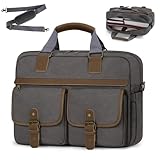 RAINSMORE Messenger Bag for Men 15.6 Inch Laptop Bag Canvas Water-Repellent Computer Bag Casual Office Work Briefcase Fashion Crossbody Shoulder Handbag