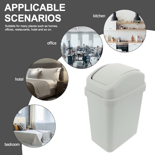 Caneca de basura rectangular de plástico con tapa basculante miniatura 7