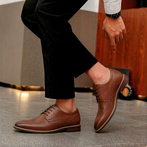 Image of Men Dress Shoes Formal Lace Up Latex Insole Oxford Business Wedding Leather Derby Shoe