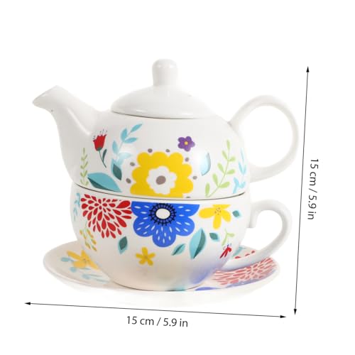 Service à thé en céramique élégant au design épuré avec plateau de service - 3