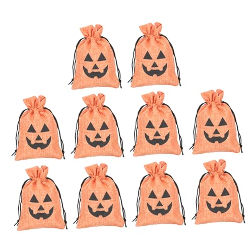 GRADENEVE 10個ハロウィン南瓜灯巾着袋 持ち運び便利な抽繩デザイン お菓子やパーティー小物収納用 家 学校 幼稚園対応のスナックバッグ