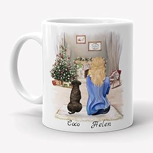 Customized Dog Mom Girl Love Tea Coffee Mug – Personalized Ceramic Cup with Heartwarming Pet and Mom Image – Gift for Dog Lovers
