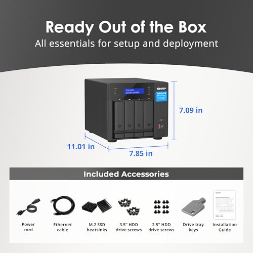 Image of QNAP TVS-h474-PT-8G-US 4 Bay High-Speed Desktop NAS with Intel Pentium Gold 2-core CPU, 8GB DDR4 Memory, 2.5 GbE Networking and PCIe Gen 4 expandability (Diskless)