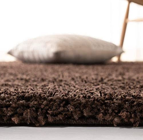 Image of Carpet for Hallway, Kitchen, and Modern InteriorsCarpetCozy Shag Runner for Living Room, Bedroom & Office Decor ETC Size 5x7 feet, Patten-Solid Coffee