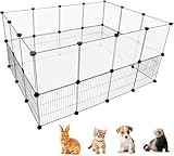Freigehege für Kaninchen Innen, Schwarz Meerschweinchen Gehege für Draußen aus Metall, 150x60x60 cm Kleintierkäfig Laufgitter DIY Erweiterbares Kleintiergehege für Welpen Kaninchen Kätzchen Hamster