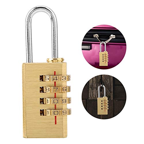 Image of Dioche Combination Padlock, Combination Lock for Locker Solid Brass Security Code Copper Lock with 4 Digits Password Code for Gym Locker, Hasp Cabinet, Suitcase, Luggage, Backpack