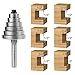 Exqutoo 1/4 Inch Shank Rabbet Router Bit Set with 6 Adjustable Bearing Carbide Tipped Rabbeting Bit(1/8