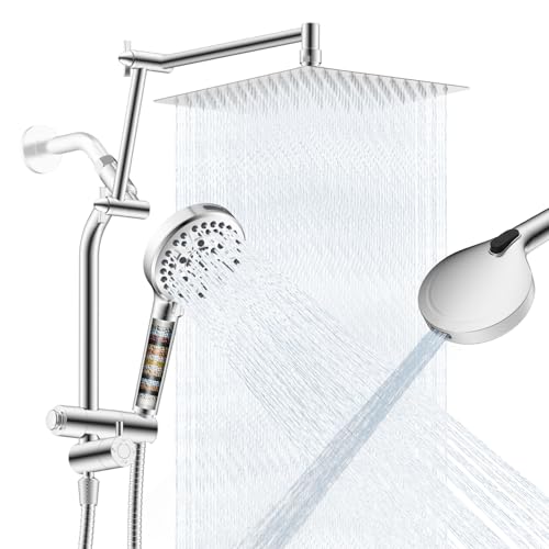 12" Metal Rain Shower Head with Filter Handheld 10-Spray Combo, Easy Reach by iFealClear - Used condition - US$67.19