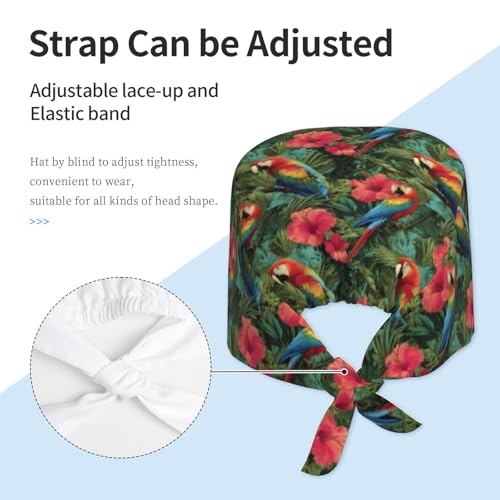 Image of Working Cap Scrub Cap with Sweatband Adjustable Unisex Tie Back Hat for Cleaning Farm Nursing